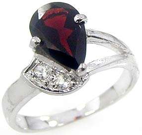 Solid 925 Sterling Silver Genuine Garnet ring